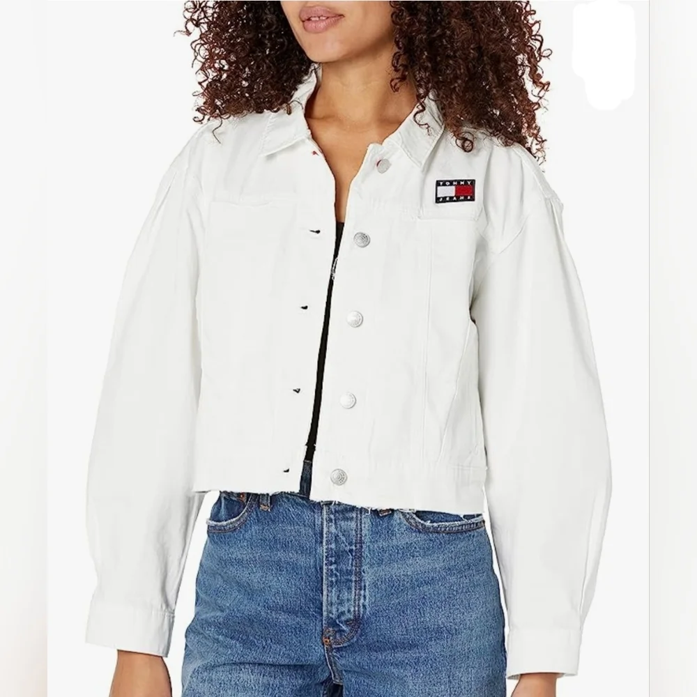 Tommy Hilfiger White Trucker Denim Jean Jacket Women's Size Medium - Picture 1 of 12